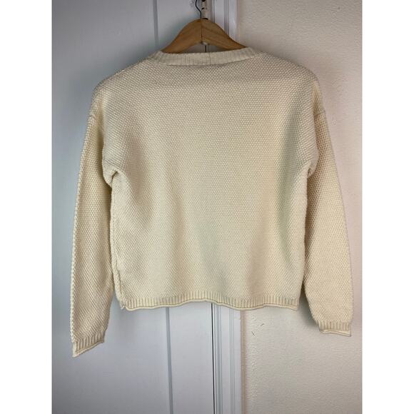 Madewell Women's S Cream Textured Lightweight Cotton Blend Sweater - Picture 4 of 5